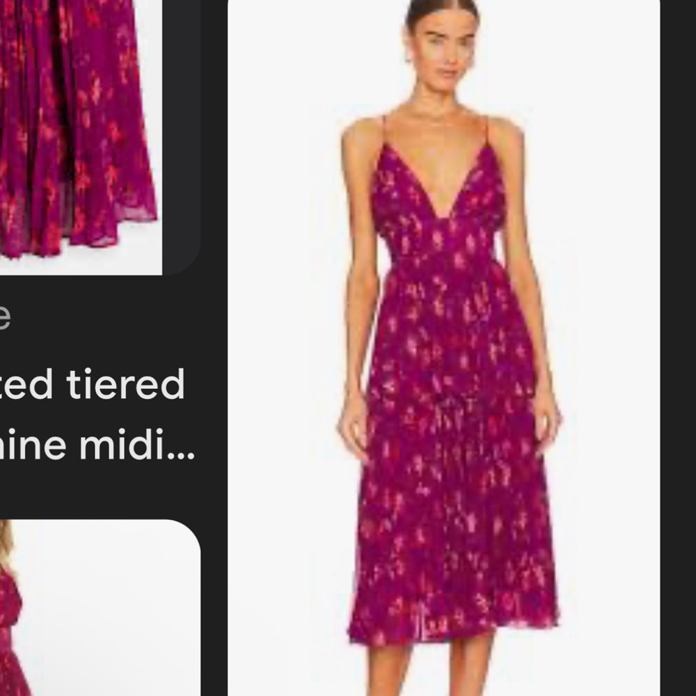AMUR Catarina Vibrant Pink Floral Midi Dress